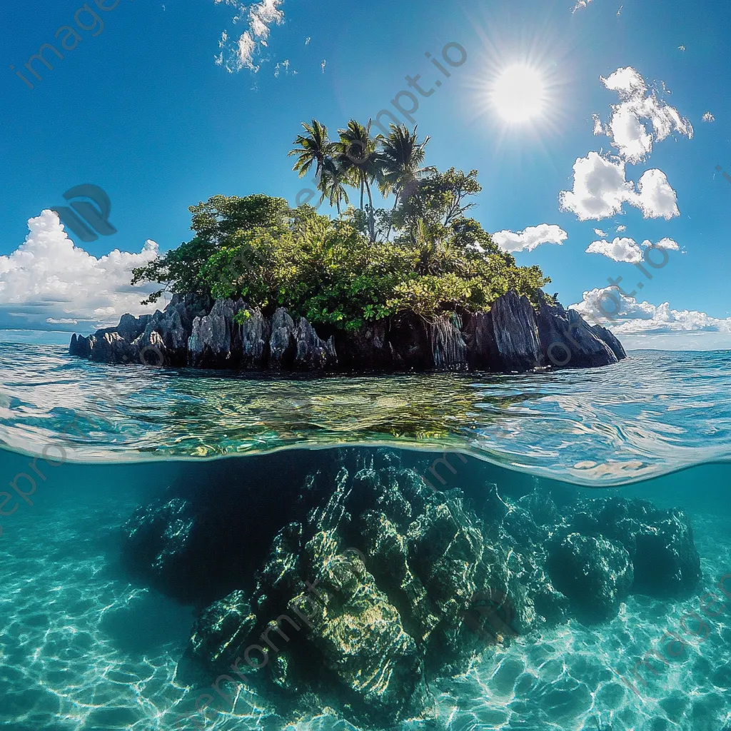 Beautiful volcanic island with tropical vegetation and coastal water - Image 2