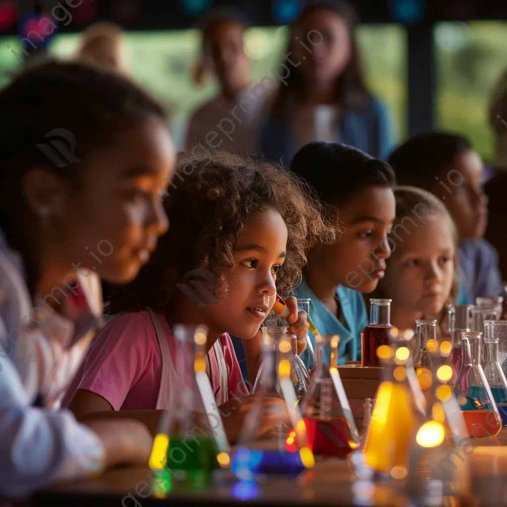 Children conducting a science experiment in class - Image 1