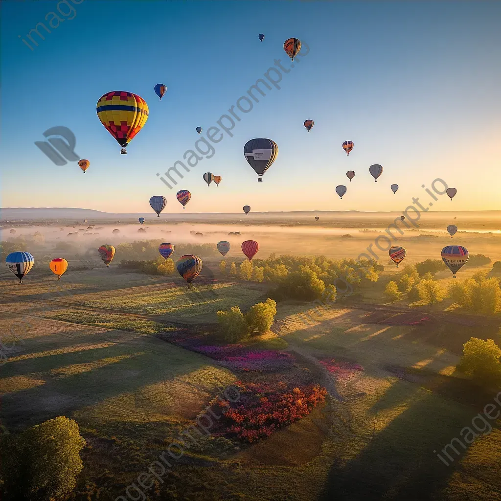 Hot air balloons flying over a field of colorful balloons in different shapes and sizes - Image 4