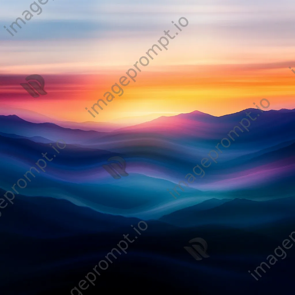 Blurred mountain range at sunset - Image 1