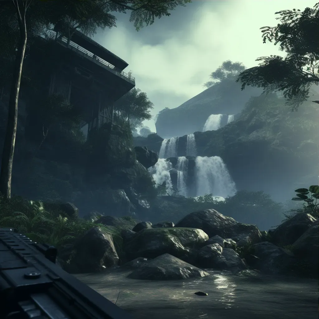 Image of a powerful waterfall flowing into a calm pool in the jungle - Image 3