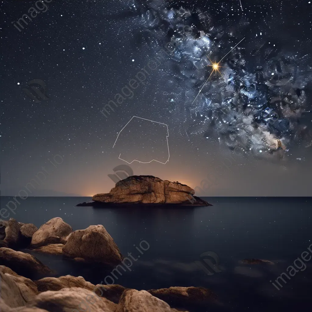 Aries constellation over coastal cliff at night - Image 4