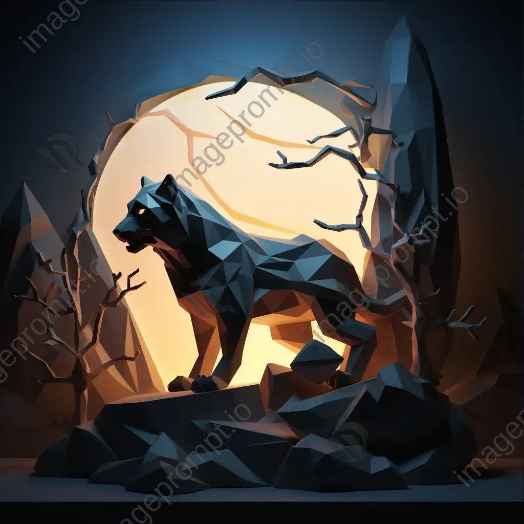 Low poly Chimera prowling in the wilderness under the moonlight - Image 3