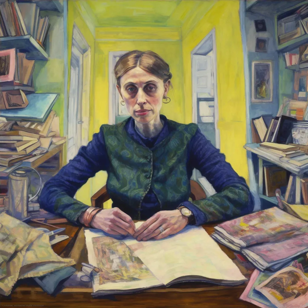 Image of a writer at a desk surrounded by books and notes - Image 4