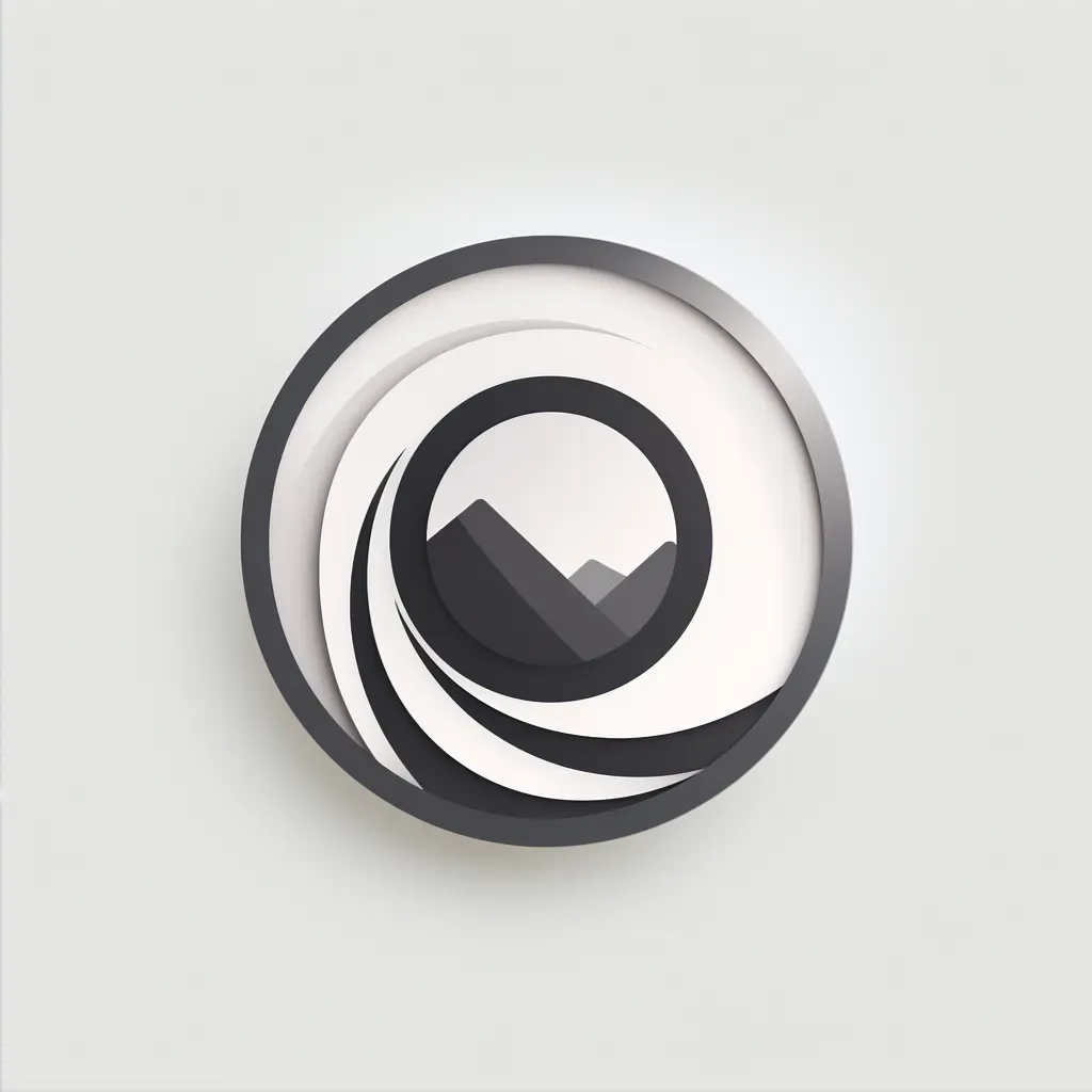 Sleek and modern video production company logo with a stylized camera lens icon in gray and white - Image 2