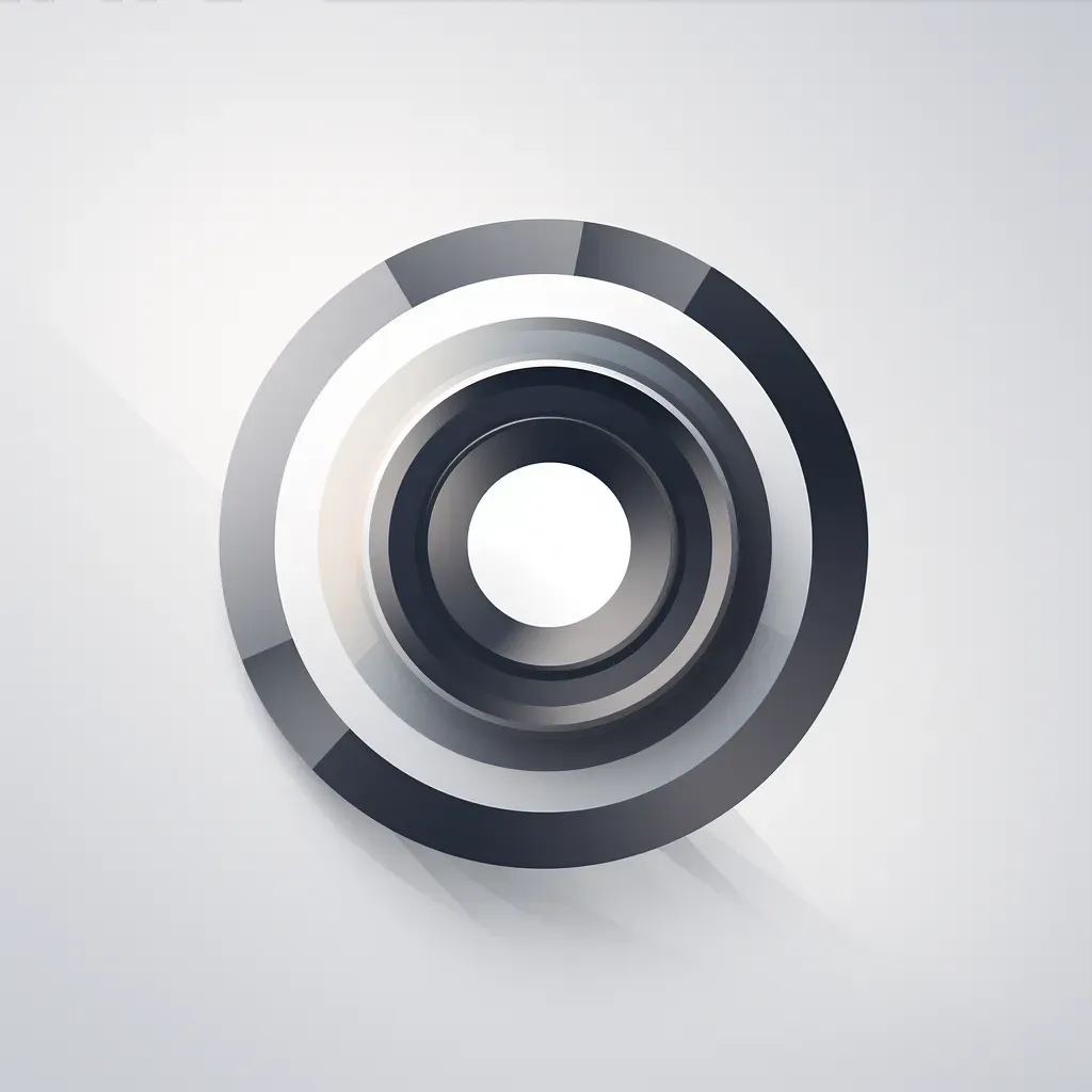 Sleek and modern video production company logo with a stylized camera lens icon in gray and white - Image 3