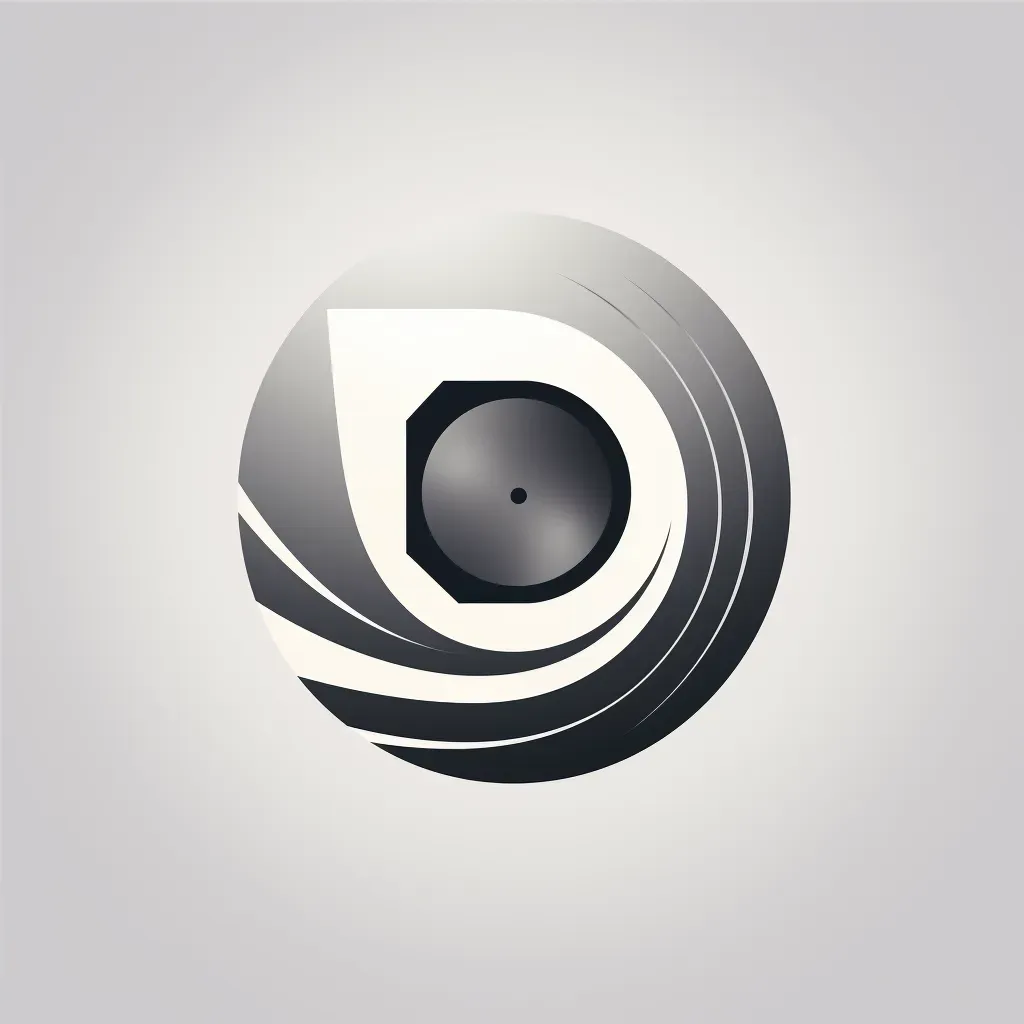 Sleek and modern video production company logo with a stylized camera lens icon in gray and white - Image 4