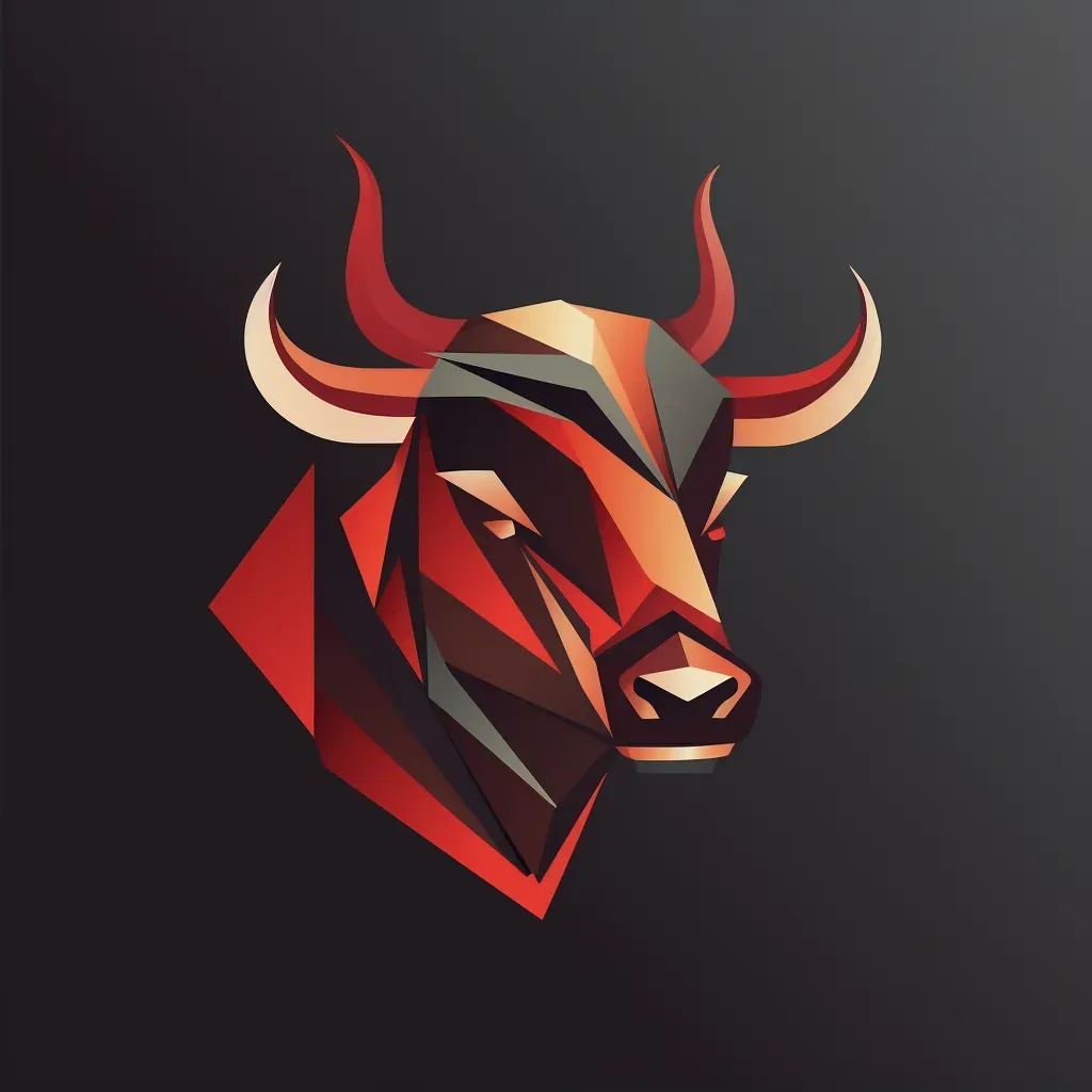 Bold and dynamic logo for a stock trading app with a bull icon in red and black - Image 2