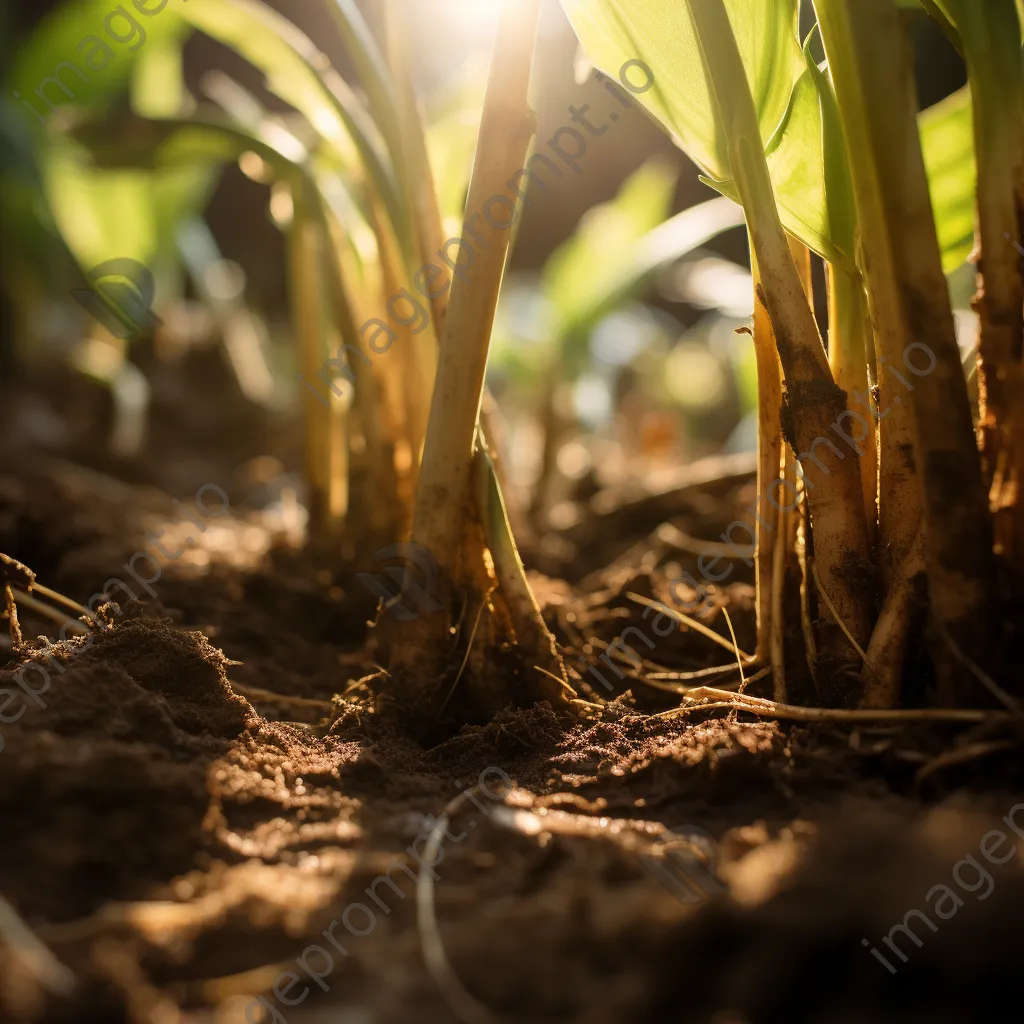 Close-up of bamboo shoots emerging from the ground - Image 1