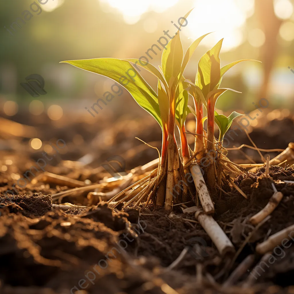 Close-up of bamboo shoots emerging from the ground - Image 2