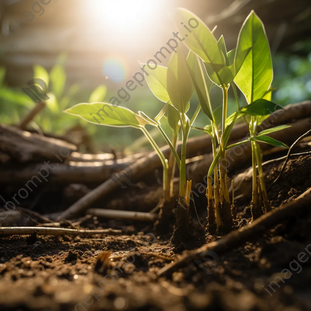 Close-up of bamboo shoots emerging from the ground - Image 3