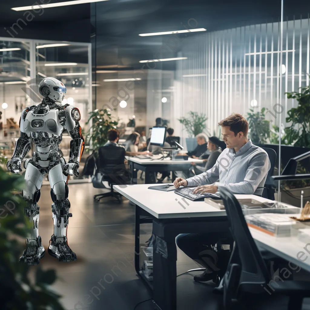 Humanoid robot performing tasks in a modern office - Image 3