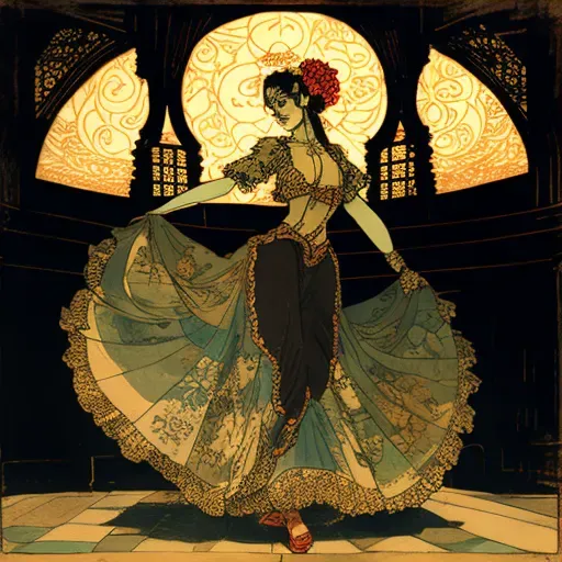 Image of a flamenco dancer in an ornate Bollywood-style costume - Image 3