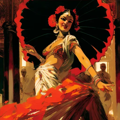 Image of a flamenco dancer in an ornate Bollywood-style costume - Image 4