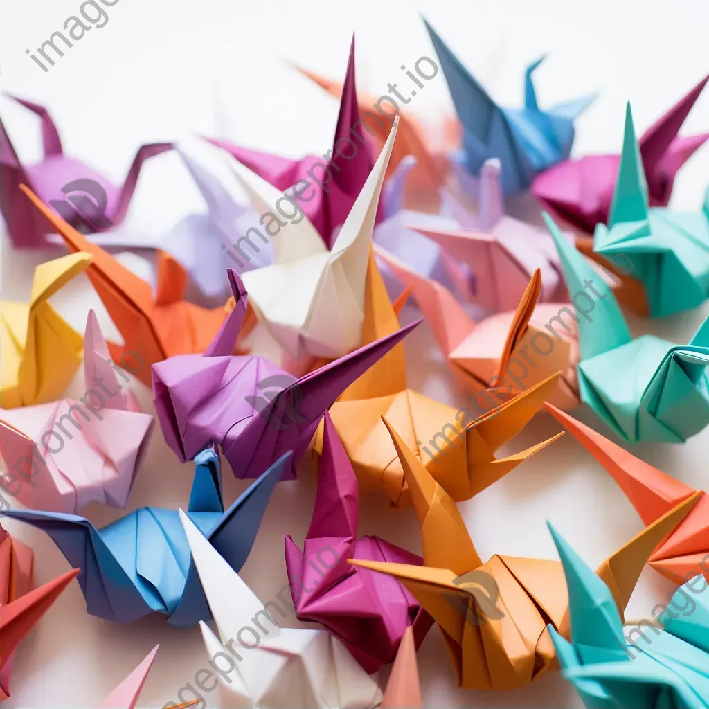 Colorful origami birds on white background - Image 2