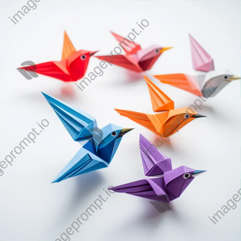 Colorful origami birds on white background - Image 3