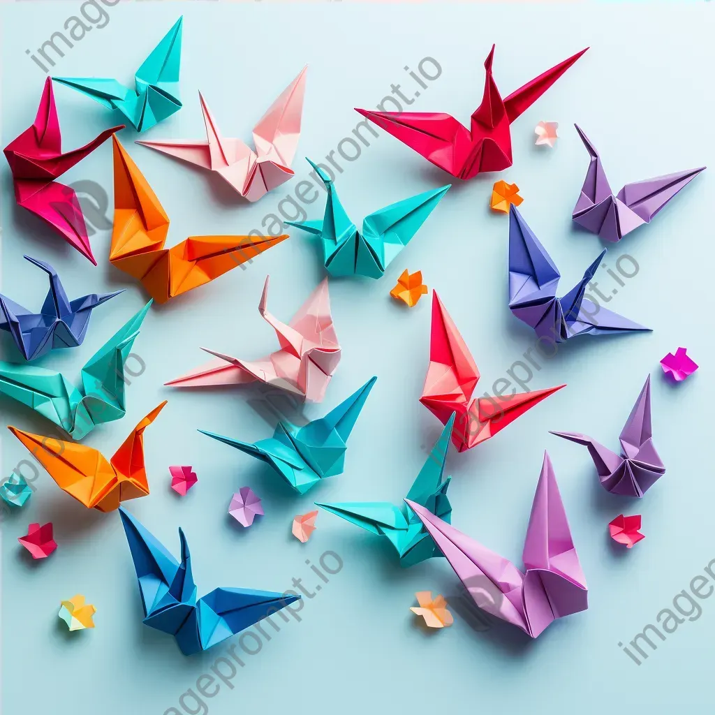 Colorful origami birds on white background - Image 4