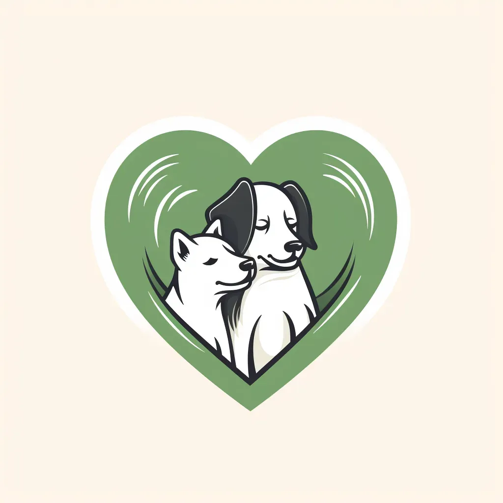 Line art logo of a dog and cat forming a heart shape in green and white. - Image 4