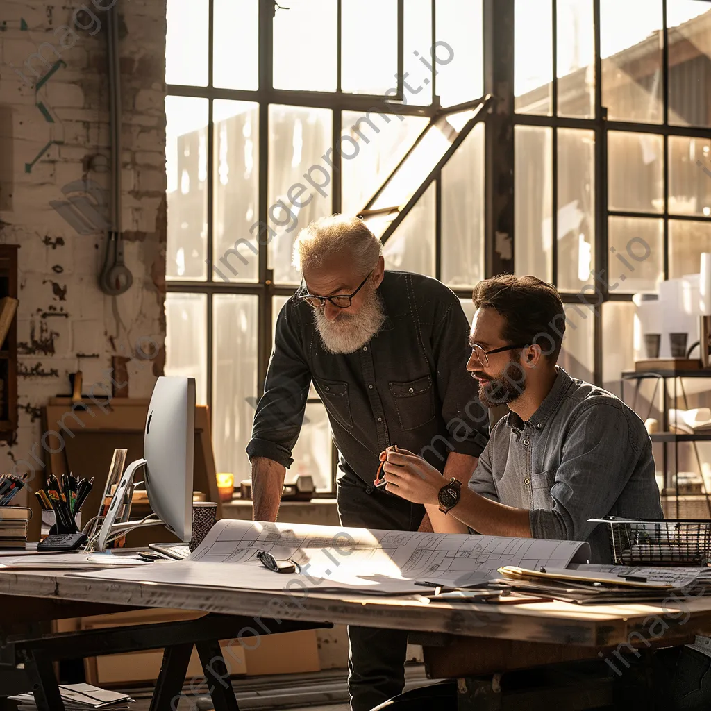 Older man mentoring younger colleague at a desk - Image 4