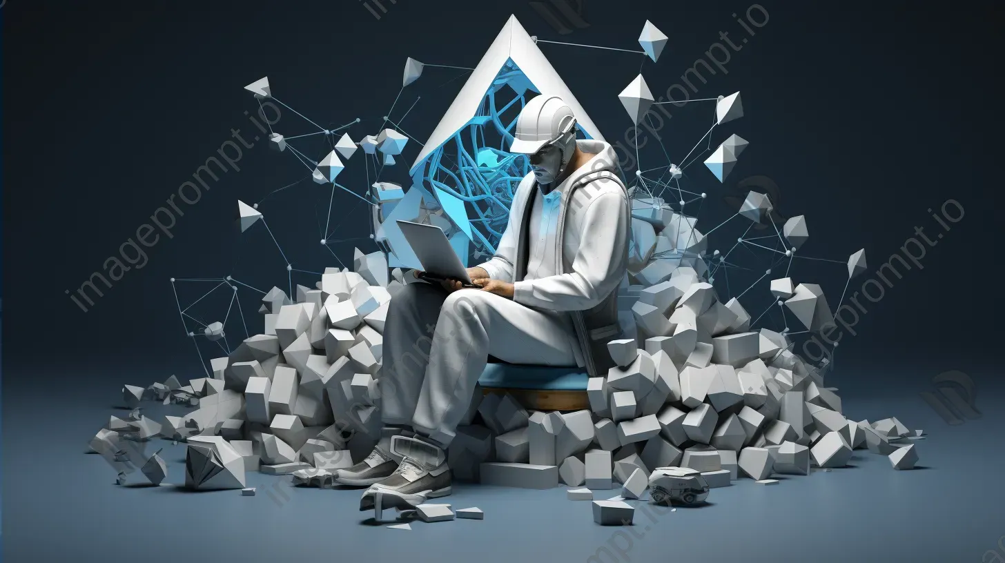 Low poly portrait of a scientist in steel blues and whites - Image 4