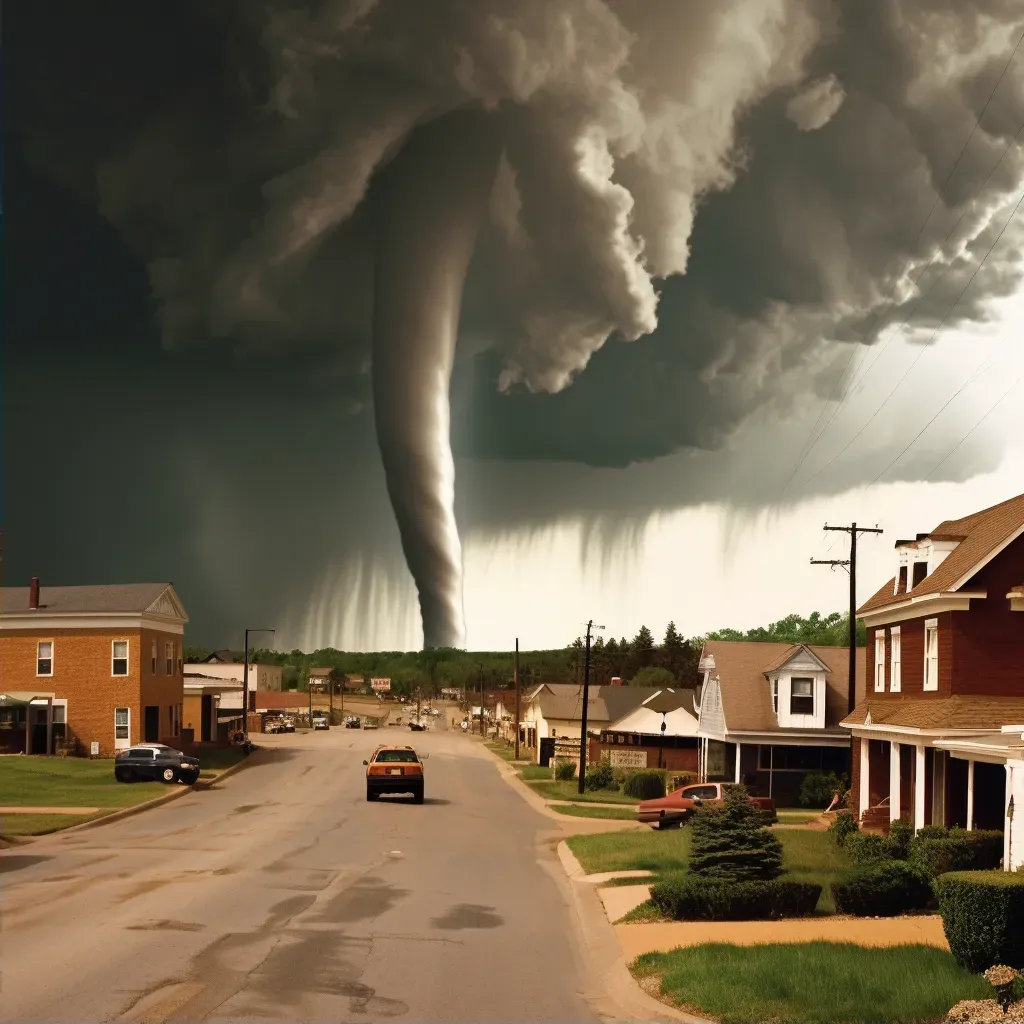 Tornado approaching small town with storm chasers - Image 2