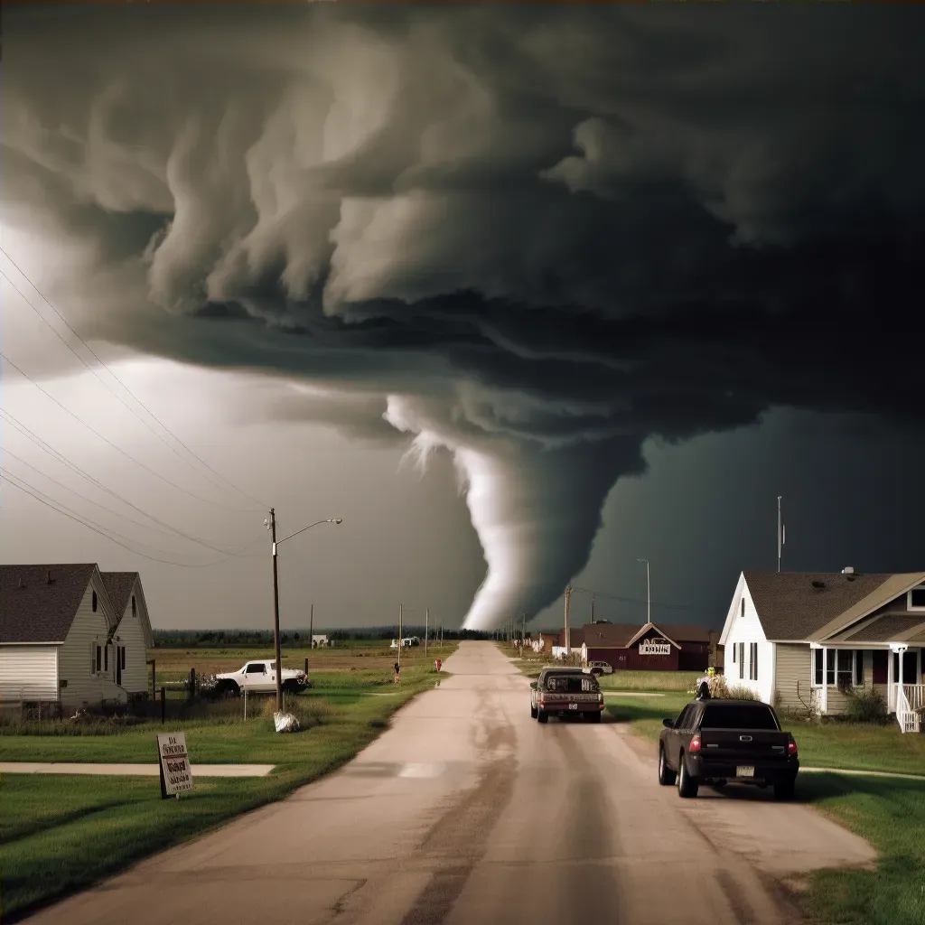 Tornado approaching small town with storm chasers - Image 4