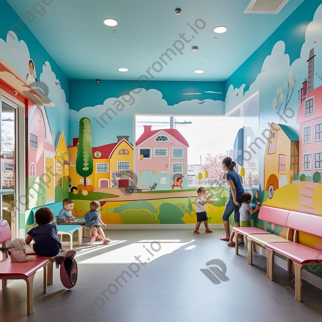 Children playing in a pediatric clinic waiting area with medical staff in the background. - Image 4