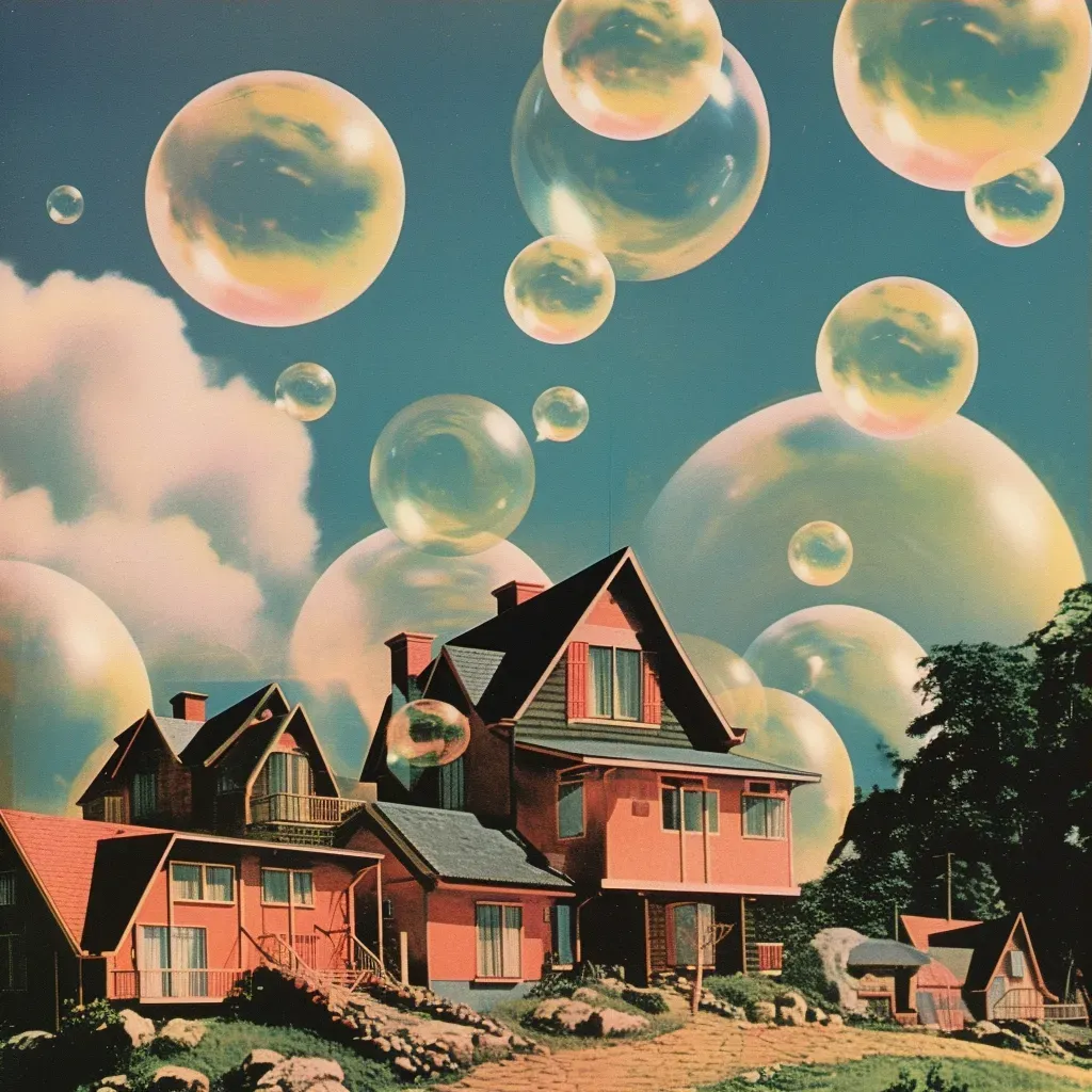 Universe with inhabitants in floating bubbles among clouds - Image 3