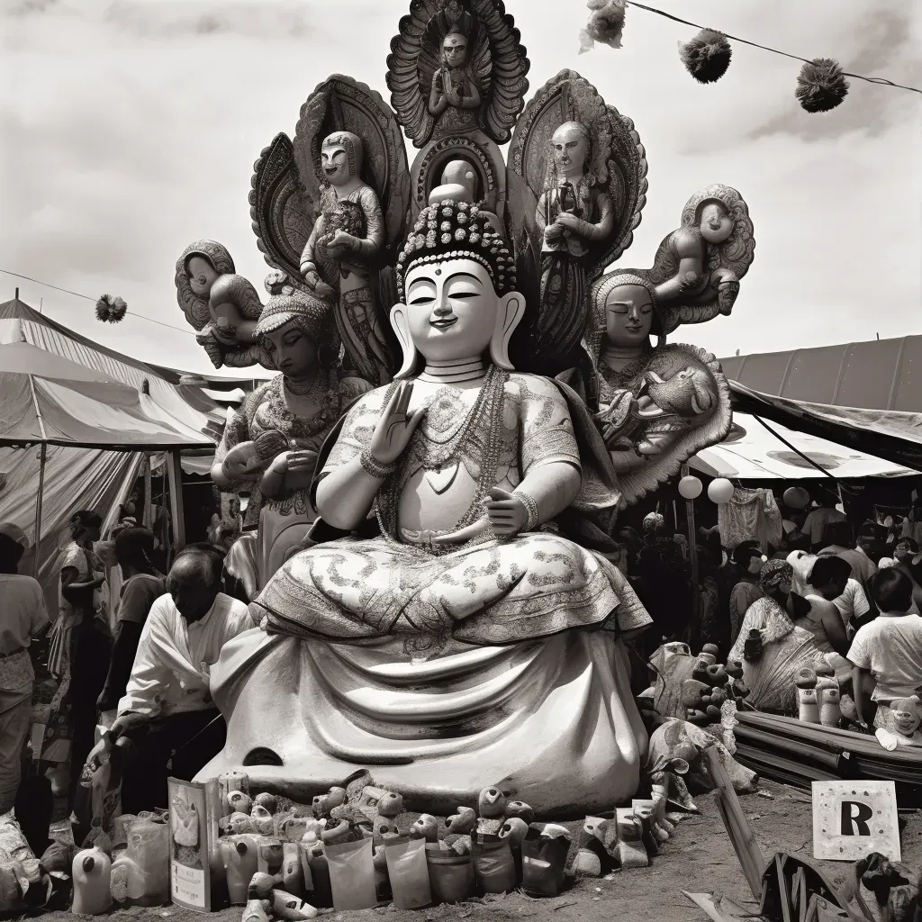 Image of Buddha statue at a colorful carnival - Image 1