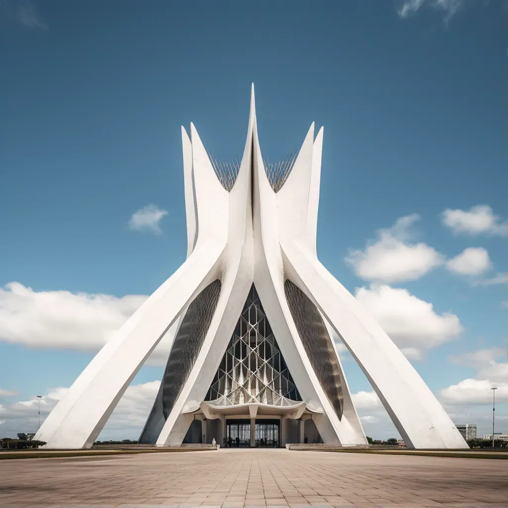 View of Brasília Cathedral showcasing modernist architecture and concrete frame reaching skyward - Image 1