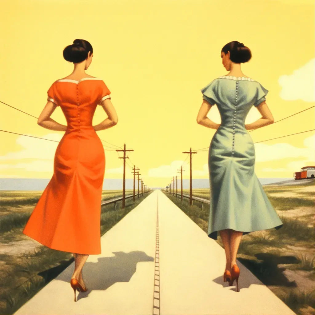 Artistic depiction of path splitting into two, symbolizing choices in life transitions - Image 1