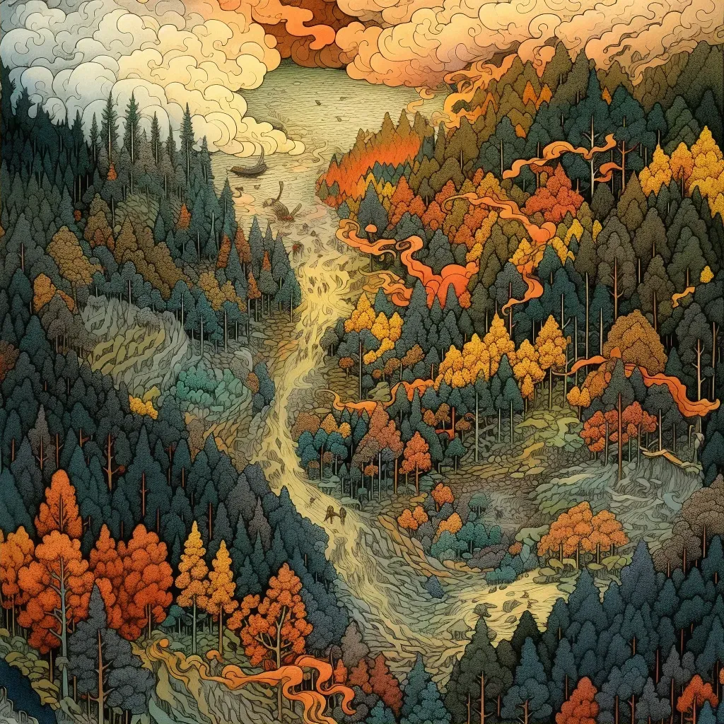 Aerial view of an autumn forest with a riot of colors spread out - Image 2