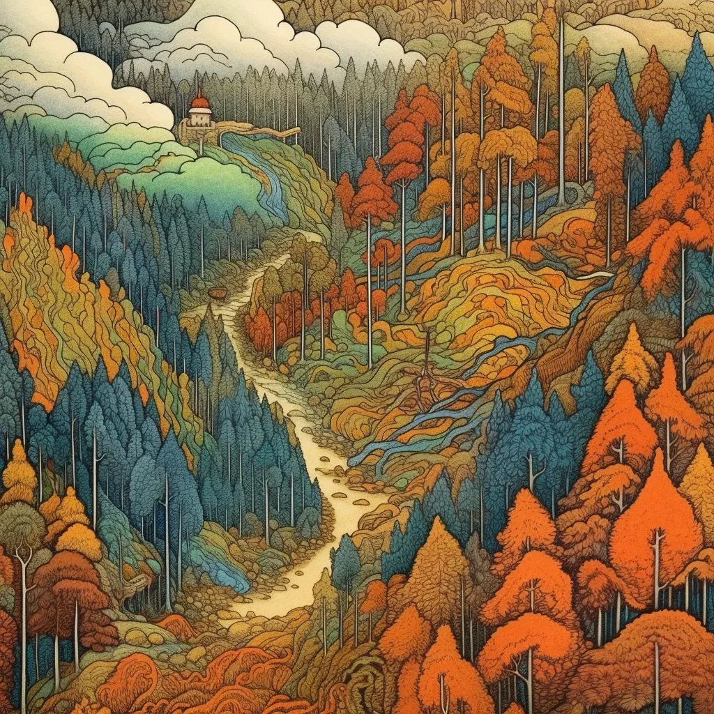 Aerial view of an autumn forest with a riot of colors spread out - Image 3