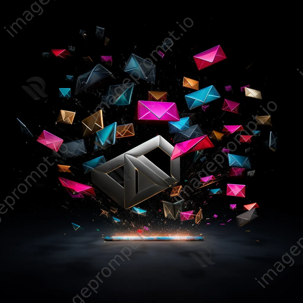 Graphic of email icons leading to engaging content with neon design - Image 3