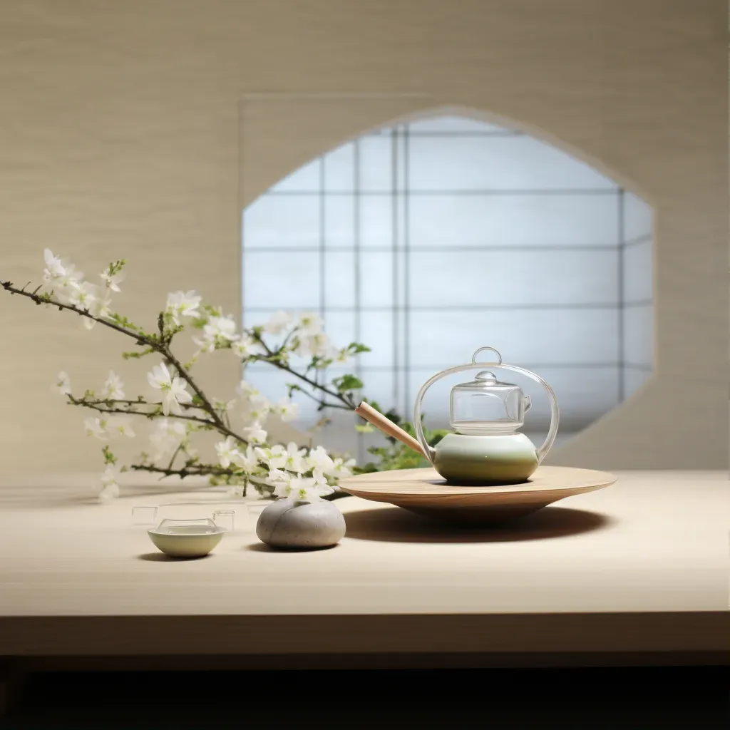 Tranquil tea ceremony with Zen decorations - Image 1