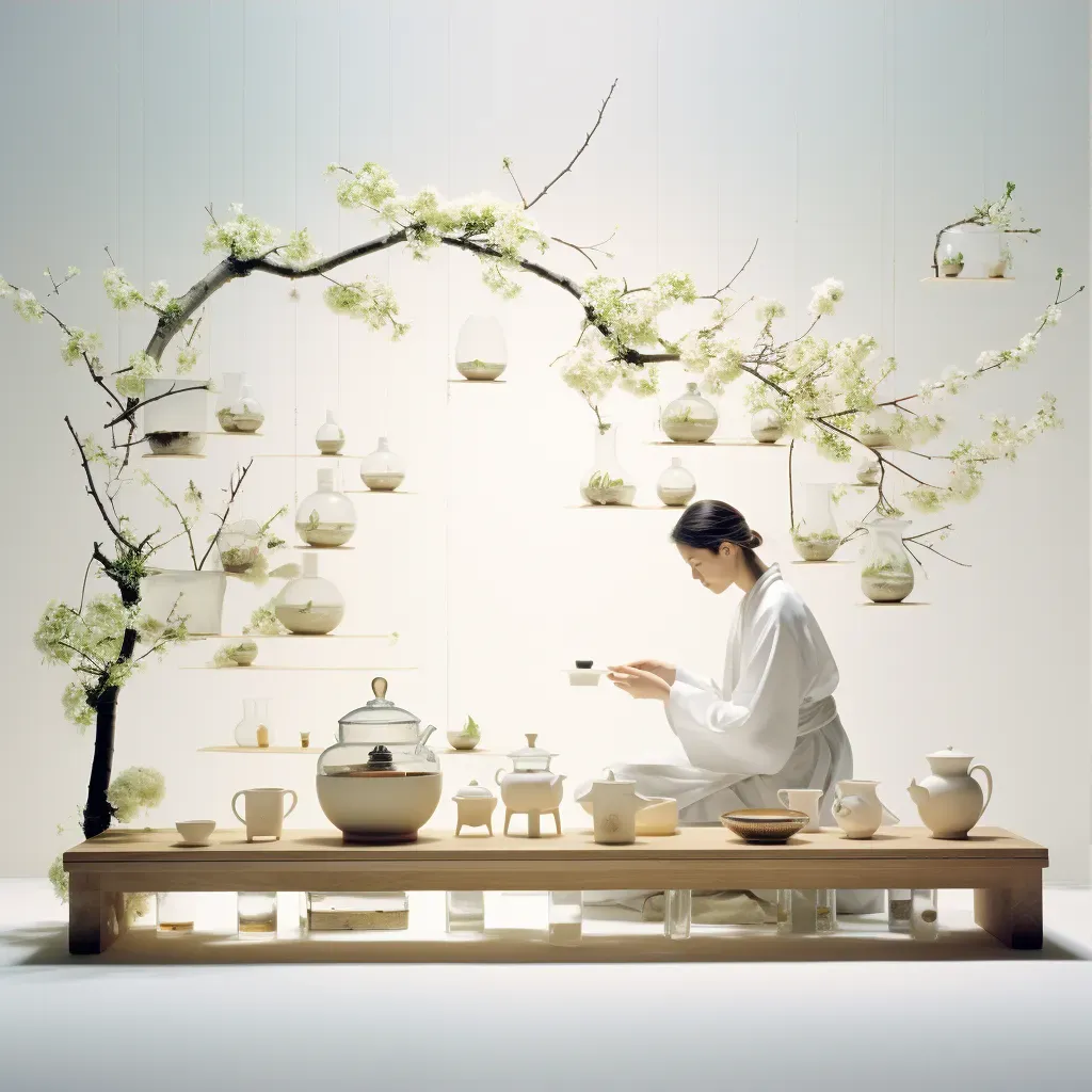 Tranquil tea ceremony with Zen decorations - Image 3