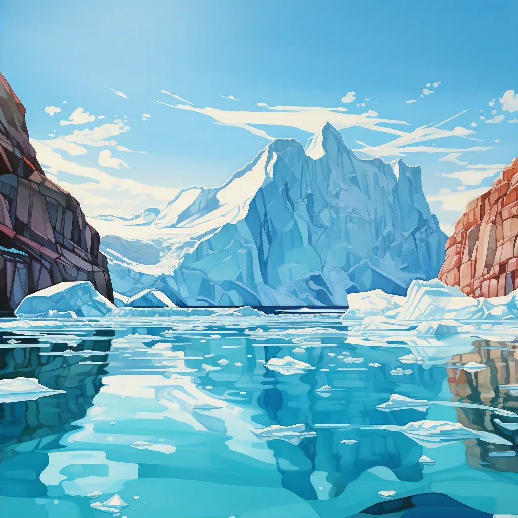 Majestic ice glacier melting into clear blue sea under bright sunlight - Image 2