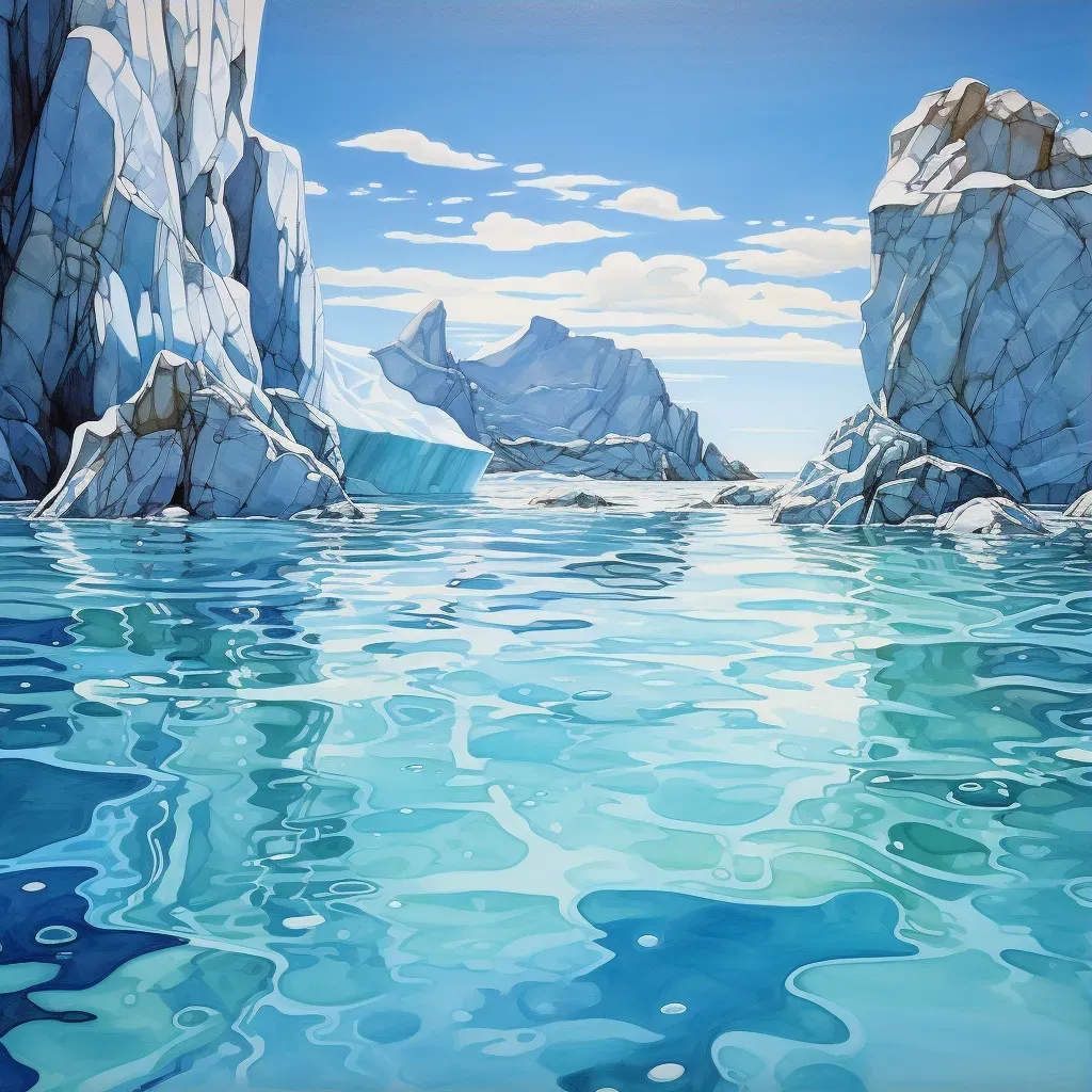 Majestic ice glacier melting into clear blue sea under bright sunlight - Image 3