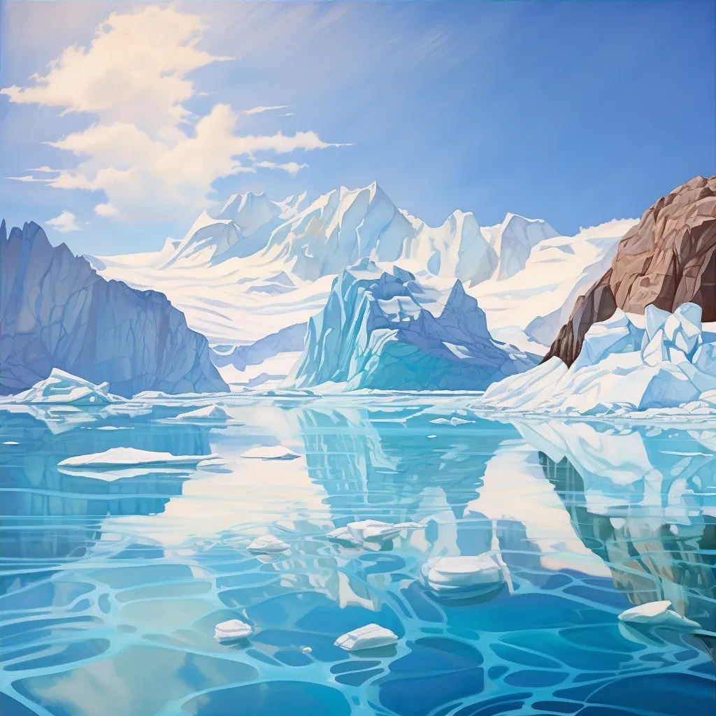 Majestic ice glacier melting into clear blue sea under bright sunlight - Image 4