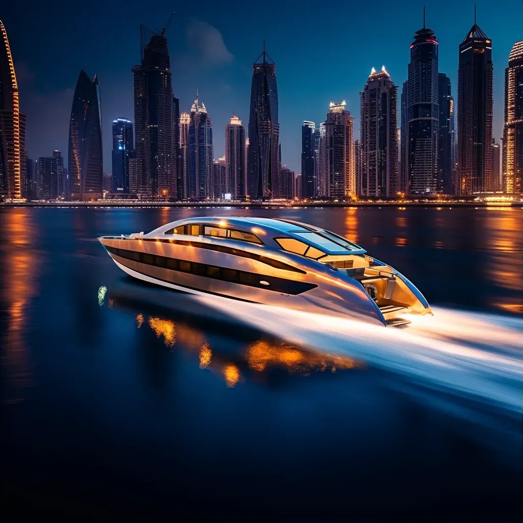 Futuristic Hydrofoil Ferry in Dubai Marina