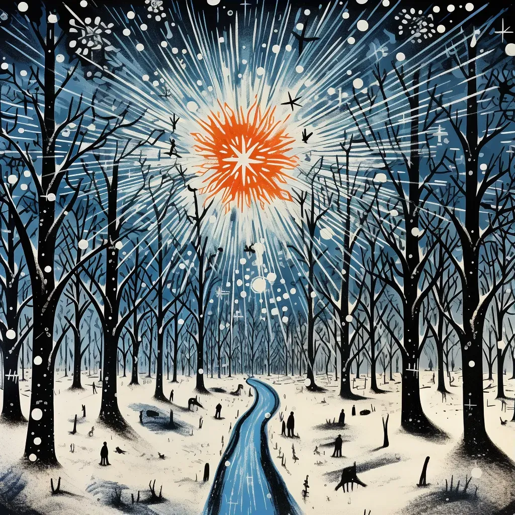 Winter scene with symmetrical snowflake pattern - Image 3