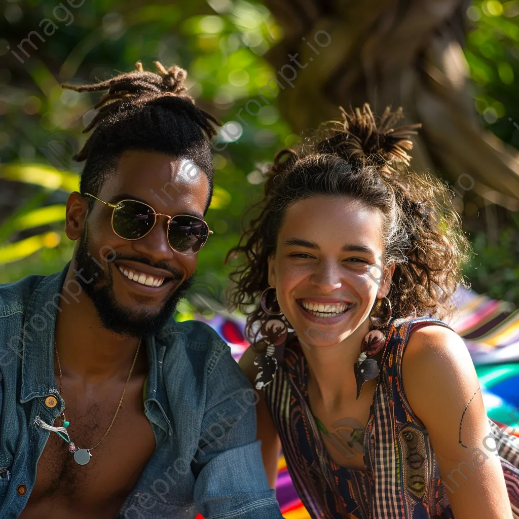 Diverse couple having a picnic in the park - Image 2