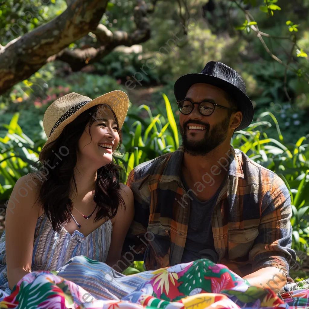 Diverse couple having a picnic in the park - Image 3