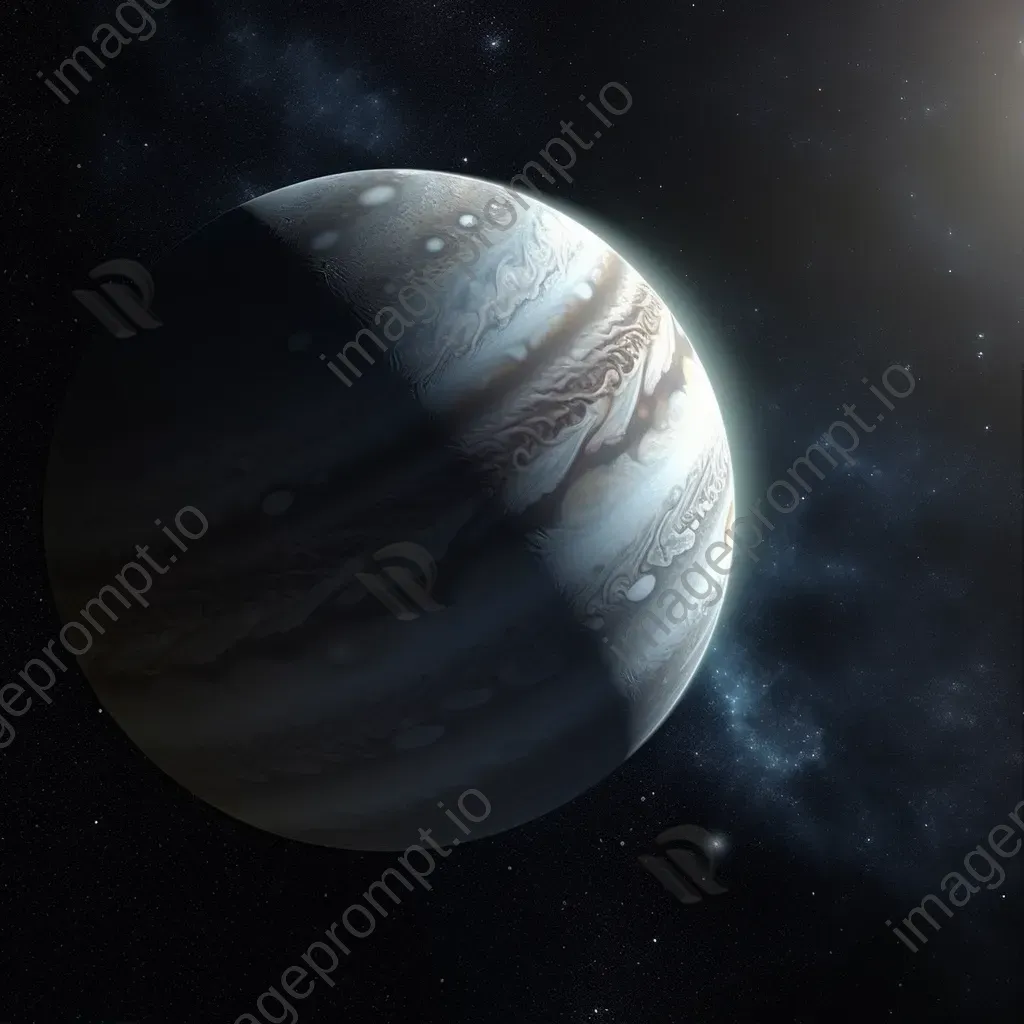 Shiny moon orbiting a gas giant in a starry sky - Image 1