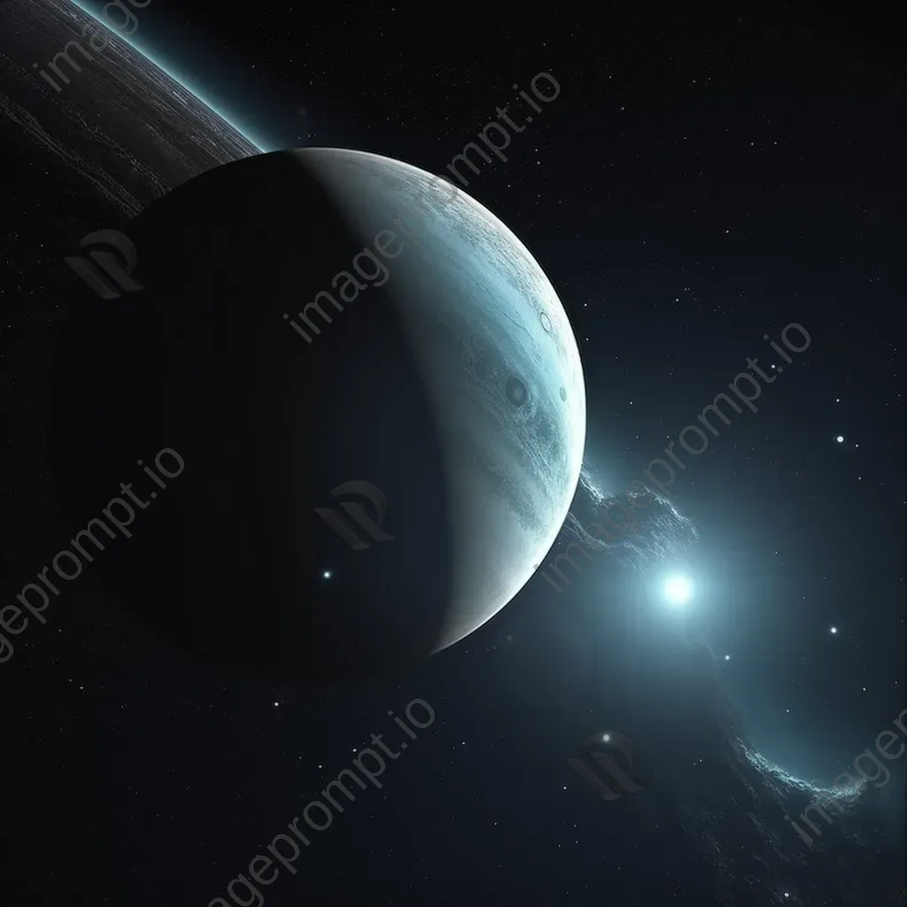 Shiny moon orbiting a gas giant in a starry sky - Image 3