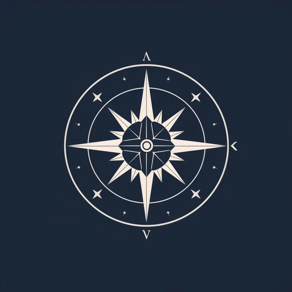 Intricate compass logo design with navy and silver colors on a dark background - Image 4