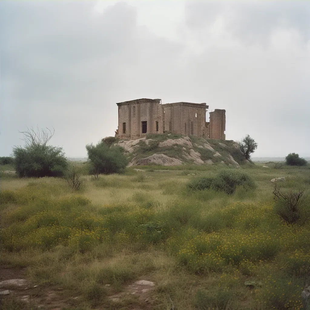 Deserted ancient ruins being reclaimed by nature under a dusky sky - Image 4