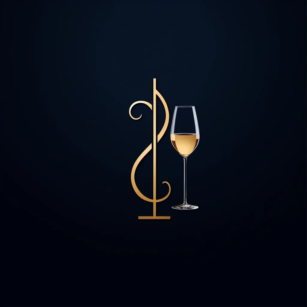 Logo with a single line creating a wine glass and a musical note, in gold and dark blue. - Image 1