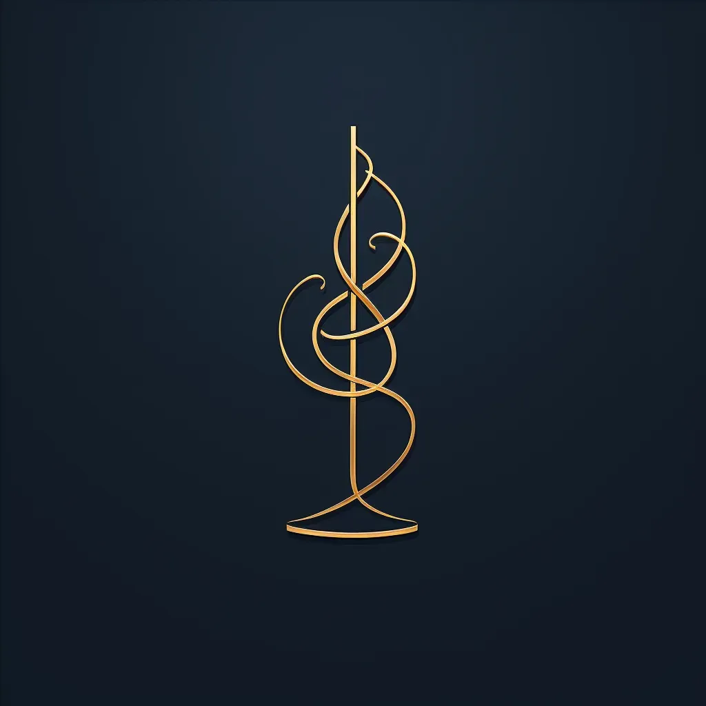 Logo with a single line creating a wine glass and a musical note, in gold and dark blue. - Image 4