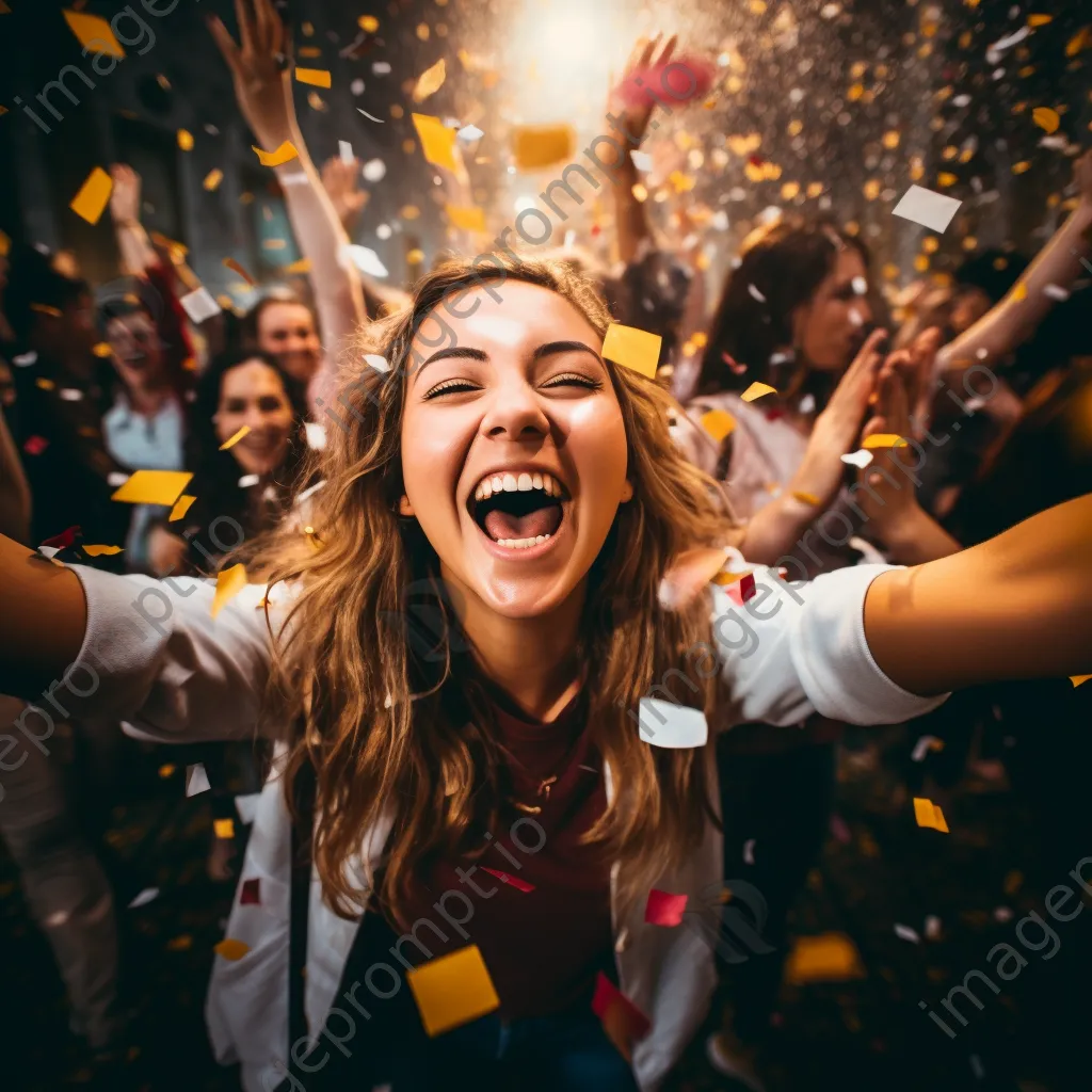 Students celebrating together after passing exams with confetti. - Image 3